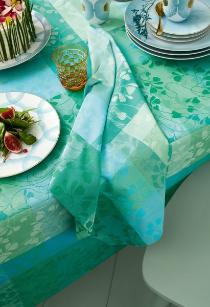 Mille Feuillages Turquoise - Jacquard-Servietten (4er Pack)